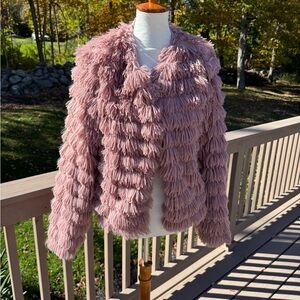 Chic Mauve Fringe Teddy Jacket prettygarden shaggy